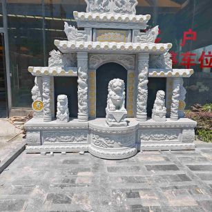 黄山芝麻白中国黑石材套墓 花岗岩墓碑