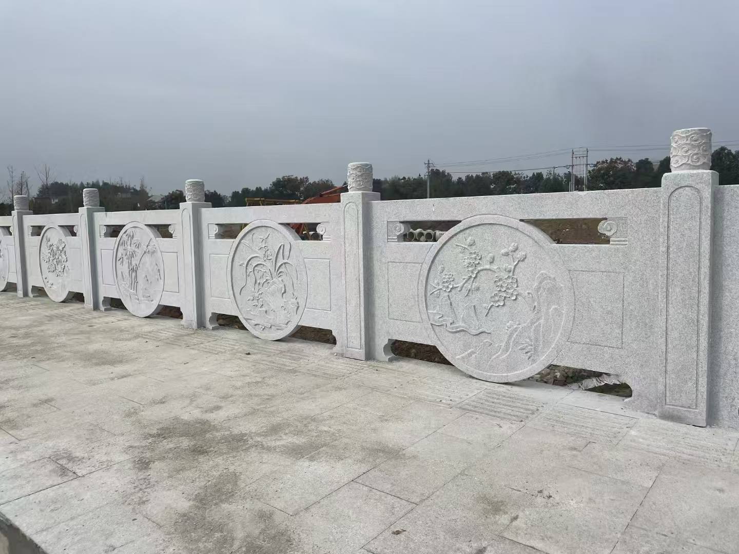 黄山芝麻白河道栏杆 石材栏杆